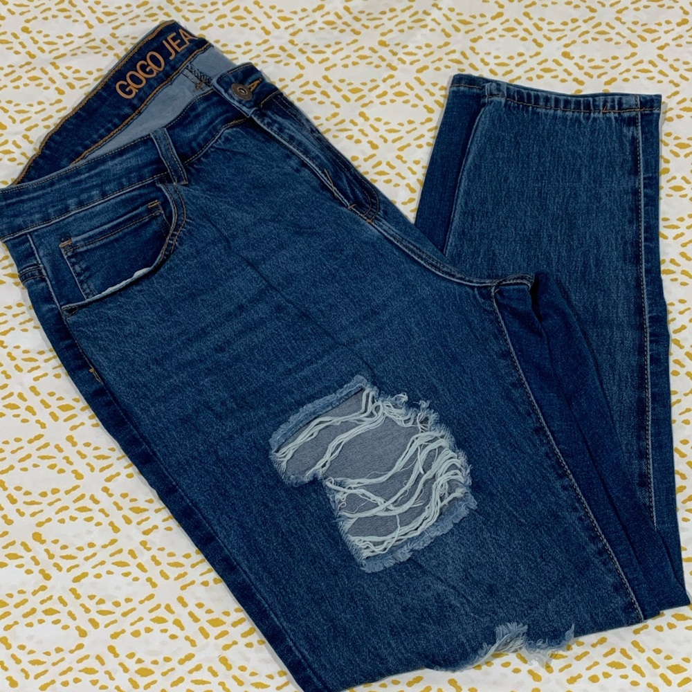 GoGo Jeans deconstructed Size 18 Dark Wash